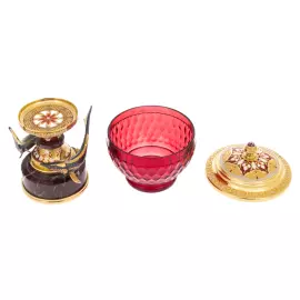 Caviar set "Gifts of the sea" on a jasper stand, for 3 persons, Zlatoust