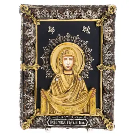 Икона с художественным литьём "Покрова Божьей Матери"