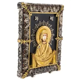 Икона с художественным литьём "Покрова Божьей Матери"