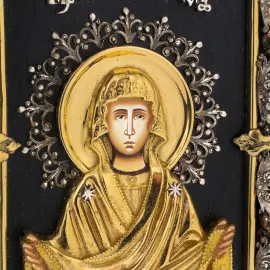 Икона с художественным литьём "Покрова Божьей Матери"