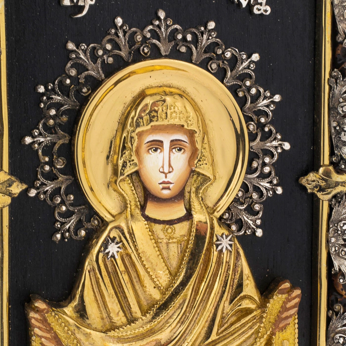 Icon with artistic casting of the "Intercession of the Mother of God" small bronze