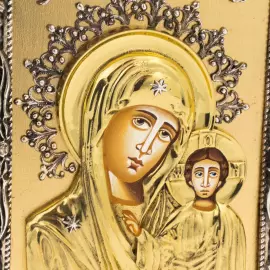 Икона с художественным литьём "Богоматерь Казанская"