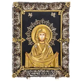 Икона с художественным литьём "Покров Пресвятой Богородицы"