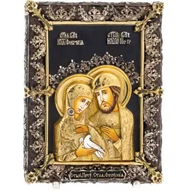 Икона с художественным литьём "Пётр и Феврония" Икона с художественным литьём "Пётр и Феврония"