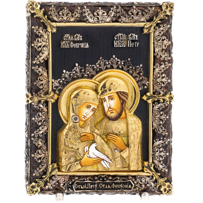 Table icon with artistic casting "Peter and Fevronia" small, bronze