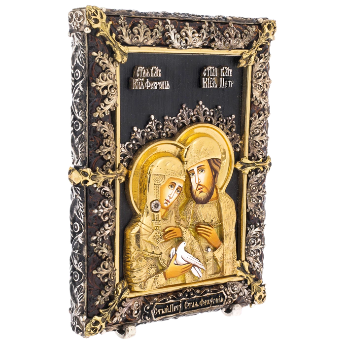 Table icon with artistic casting "Peter and Fevronia" small, bronze