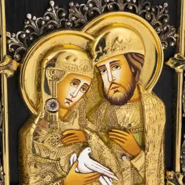 Икона с художественным литьём "Пётр и Феврония" Икона с художественным литьём "Пётр и Феврония"