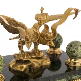 Каминные часы из змеевика "Двуглавый орел. Кремль" Златоуст