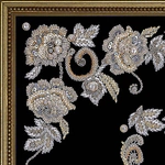 The embroidered icon of St. Nicholas the Wonderworker in a frame