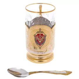 Подстаканник "ФСБ. Триколор" с эмалью, Златоуст