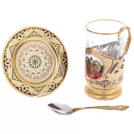 Подстаканник "Герб РФ" с орнаментом, Златоуст