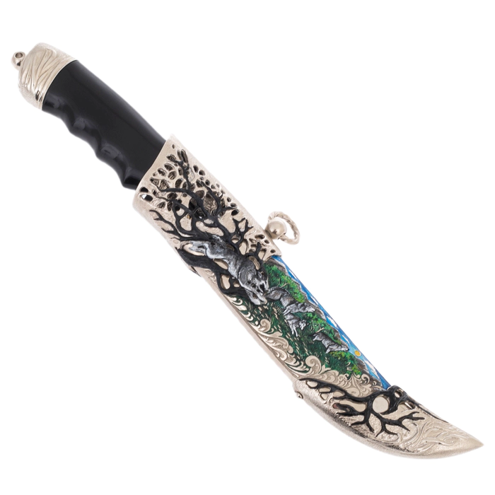 Souvenir knife made of Damascus steel "Wolf pack" Zlatoust