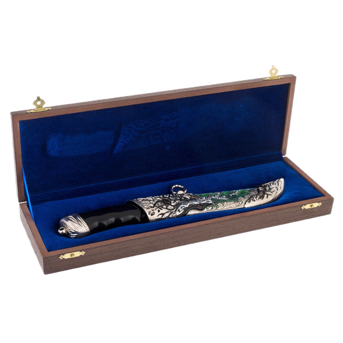 Souvenir knife made of Damascus steel "Wolf pack" Zlatoust