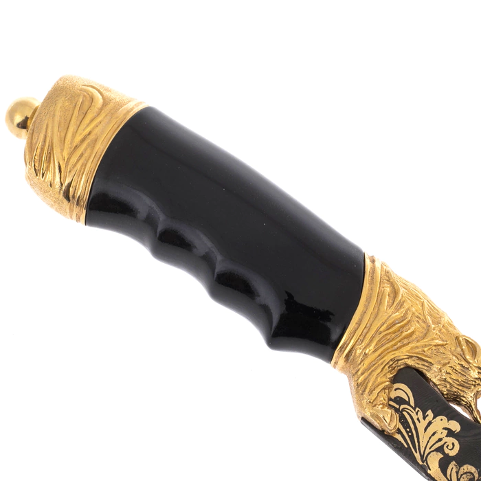 Souvenir knife made of Damascus steel "Wolves on the river" Zlatoust
