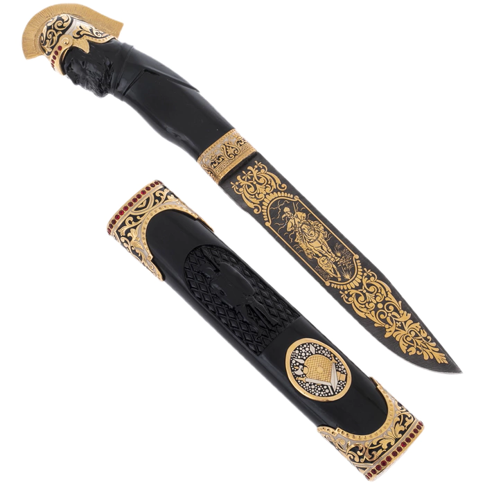 Souvenir knife made of Damascus steel "Warrior" Zlatoust