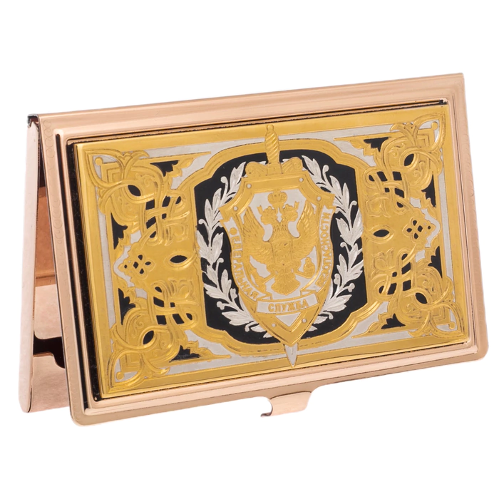 FSB business card holder with enamel, Zlatoust