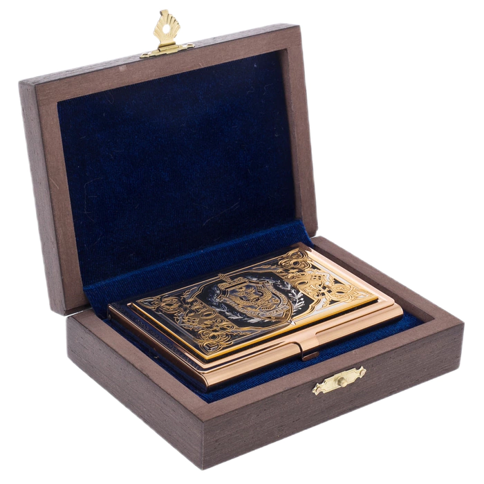 FSB business card holder with enamel, Zlatoust
