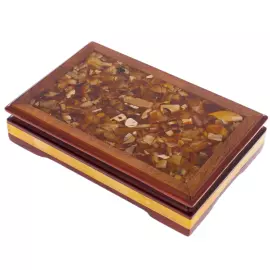 Домино из натурального янтаря "Классика" в подарочной шкатулке