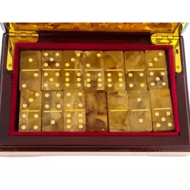 Домино из натурального янтаря "Классика" в подарочной шкатулке