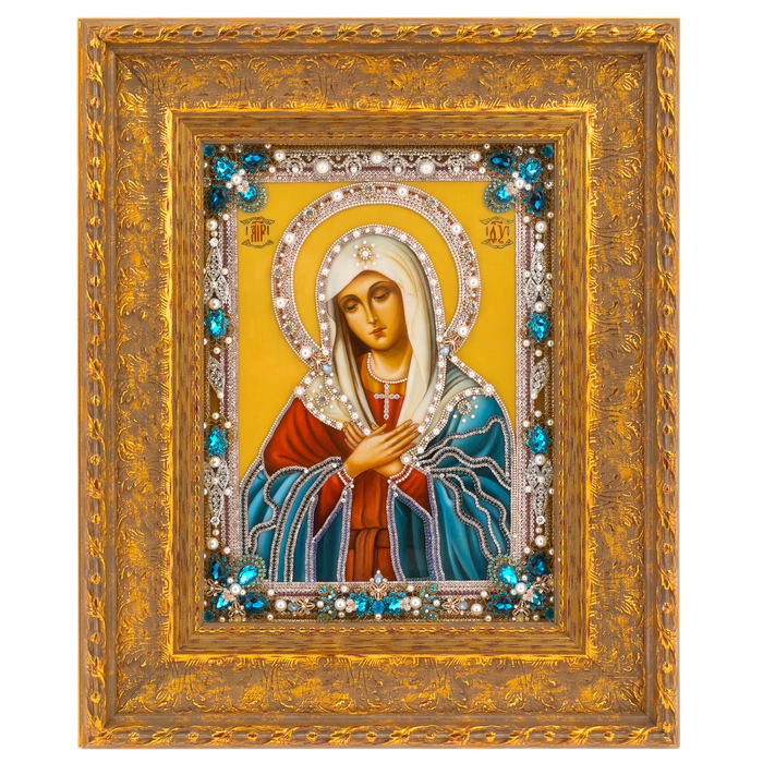 Icon with precious stones "Tenderness"