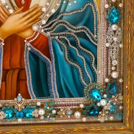 Icon with precious stones "Tenderness"