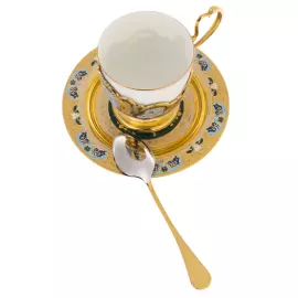 Кофейный набор "Ландыш" с сине-голубой эмалью, Златоуст