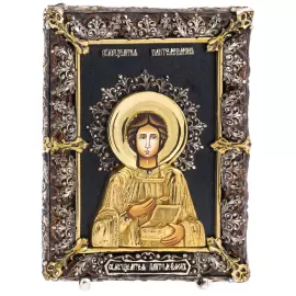 Икона с художественным литьём "Пантелеймон"