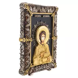 Икона с художественным литьём "Пантелеймон"