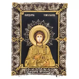 Икона с художественным литьём "Пантелеймон"