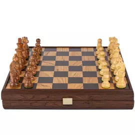 Staunton wenge and olive wood chess set