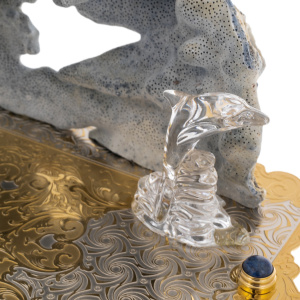 Caviar bowl on a stand "Dolphin reef" with lapis lazuli, Zlatoust