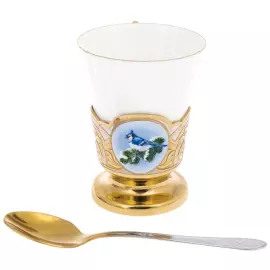 Coffee set "Winter birds" with sugar bowl, for 2 persons, Zlatoust