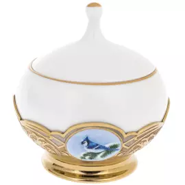 Coffee set "Winter birds" with sugar bowl, for 2 persons, Zlatoust