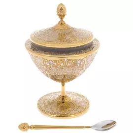 Икорница "Артишок" с ложечкой, Златоуст