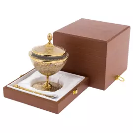 Икорница "Артишок" с ложечкой, Златоуст