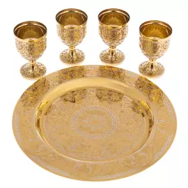 Набор с чарками на блюде "Солнце" на 4 персоны, 5 предметов, Златоуст