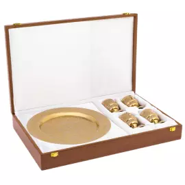 Набор с чарками на блюде "Солнце" на 4 персоны, 5 предметов, Златоуст