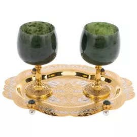 Set of glasses made of jade "Romance" for 2 persons, Zlatoust