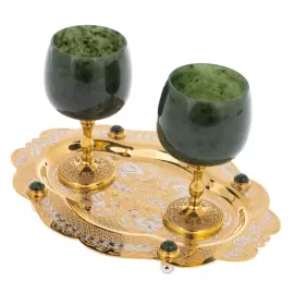 Set of glasses made of jade "Romance" for 2 persons, Zlatoust