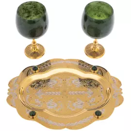 Set of glasses made of jade "Romance" for 2 persons, Zlatoust