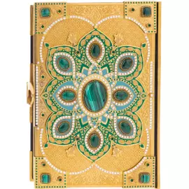 Коран подарочный "Малахитовый цветок" с четками, Златоуст