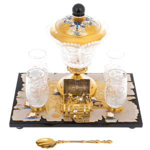 Treasure Island caviar bowl on dolerite stand, for 4 persons, Zlatoust