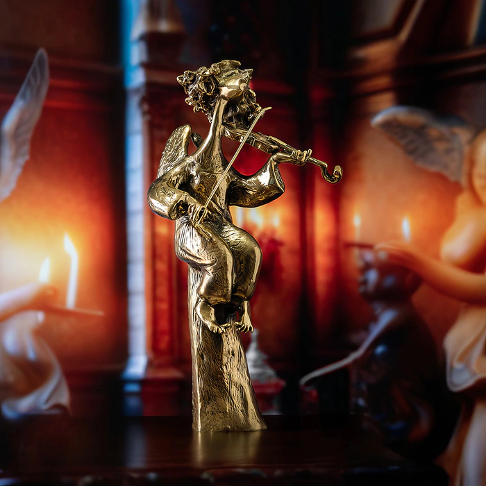 Brass statuette "Angel with violin"