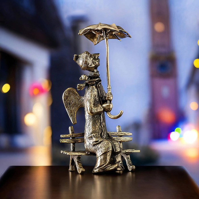 Brass statuette "Angel with an umbrella"
