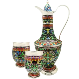 Silver tea set "Soul of the East" for 2 persons, finish