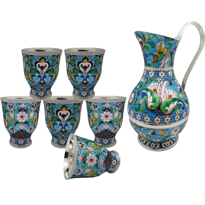 Silver drinking set "Spring" for 6 persons, finish