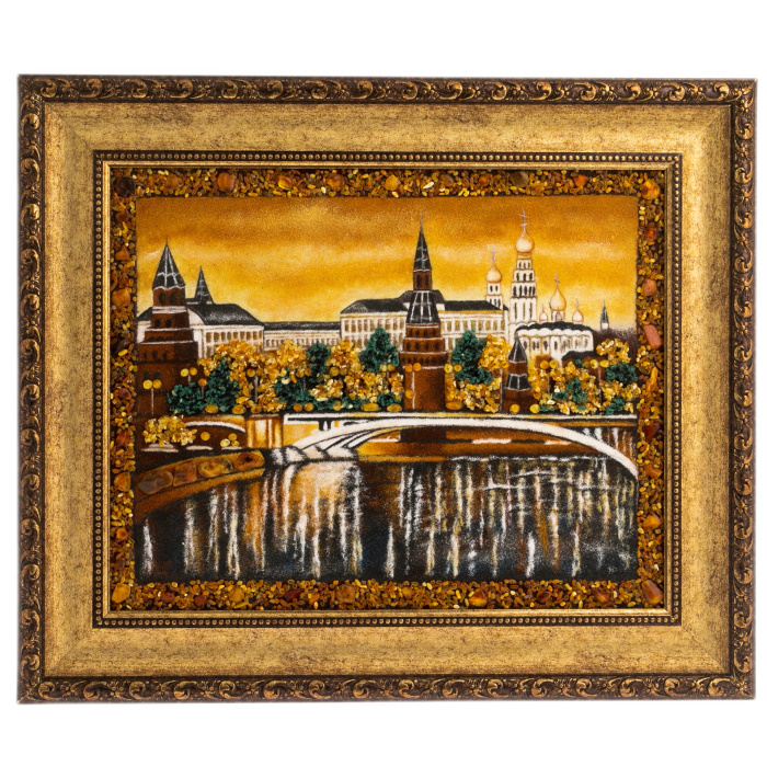 Картина из янтаря "Кремль. Вечерняя Москва"