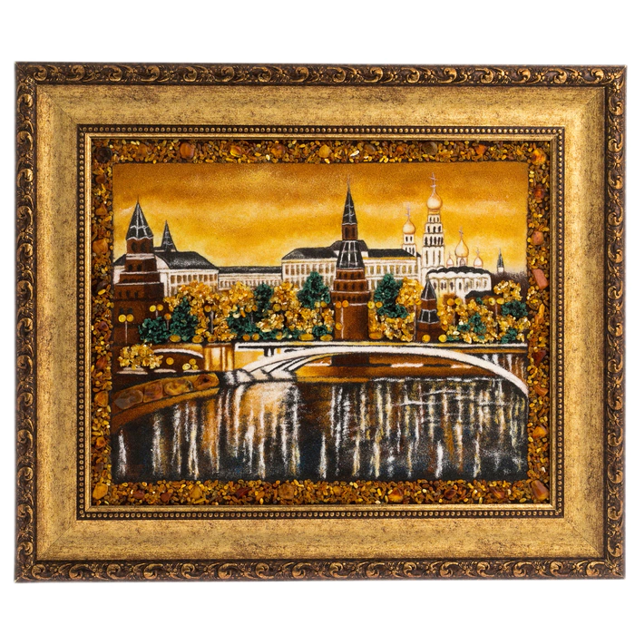 Amber painting "The Kremlin. Evening"