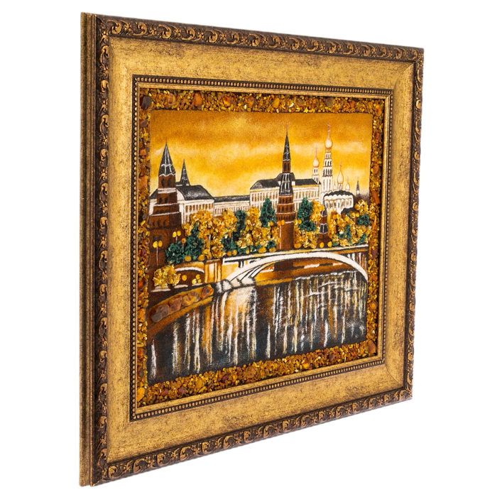 Amber painting "The Kremlin. Evening"