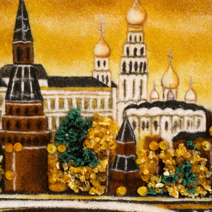 Amber painting "The Kremlin. Evening"